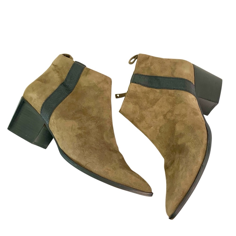 LÍNEA PAOLO Sevilla Dark Olive Suede Ankle Boots Sz 12